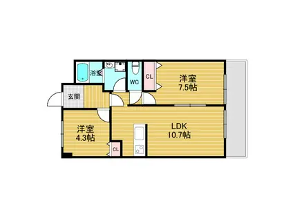 サンメゾンⅢ(2LDK/2階)の間取り写真