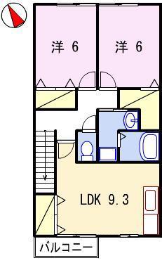 コンフォート佐良和II(2LDK/2階)の間取り写真