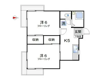高美コーポ(2K/2階)の間取り写真