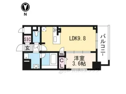 エクラージュ御池(1LDK/2階)の間取り写真