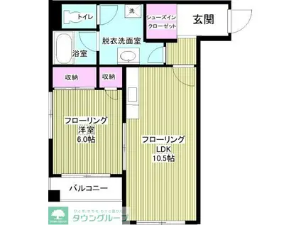 シノザキビル(1LDK/4階)の間取り写真