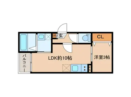 JACK OMURA I(1LDK/3階)の間取り写真