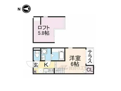 クレスト山科(ワンルーム/1階)の間取り写真