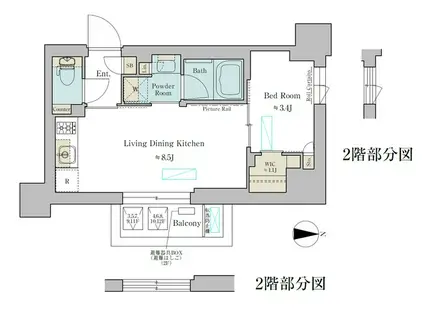 BRILLIA IST 武蔵小杉(1LDK/2階)の間取り写真