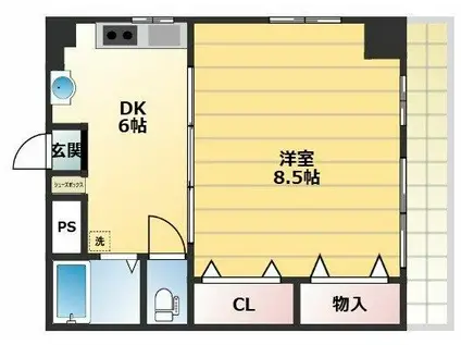 津賀マンション(1DK/6階)の間取り写真
