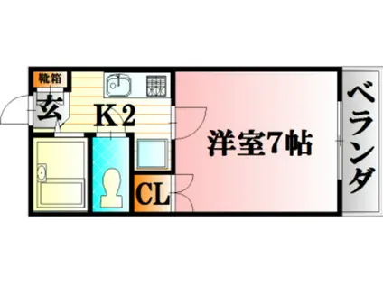 レジデンス上安(1K/3階)の間取り写真