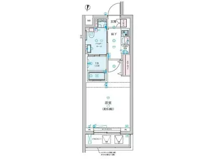 ジェノヴィア新中野スカイガーデン(1K/4階)の間取り写真