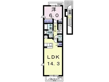 オーブ ヌ-ベル(1LDK/2階)の間取り写真