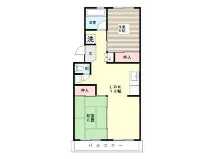 白石ビル(2LDK/3階)の間取り写真