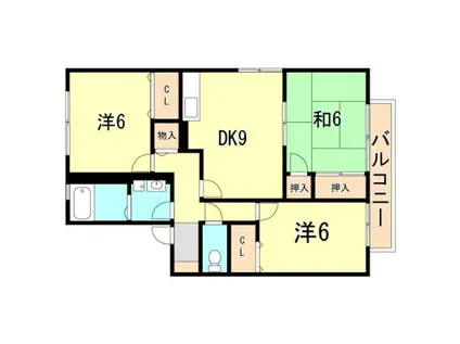 アルパポンテ一番館(3DK/2階)の間取り写真