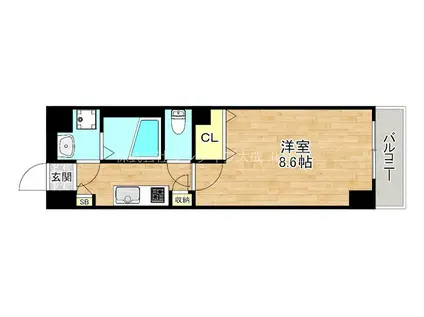 エグゼ大阪城東(1K/4階)の間取り写真