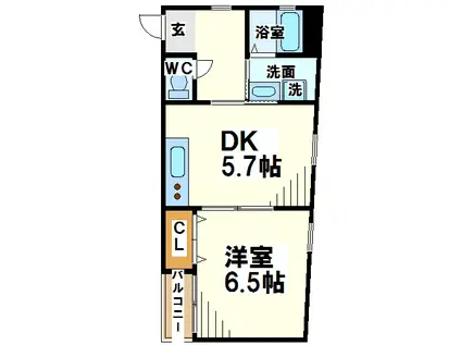 ドリームハイツ(1DK/2階)の間取り写真