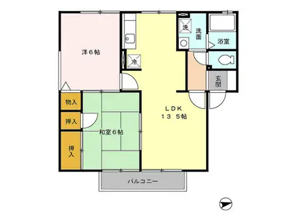 エクレール・アイ B棟(2LDK/2階)の間取り写真