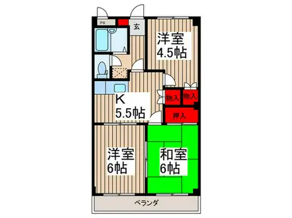 第二立原マンション(3K/1階)の間取り写真