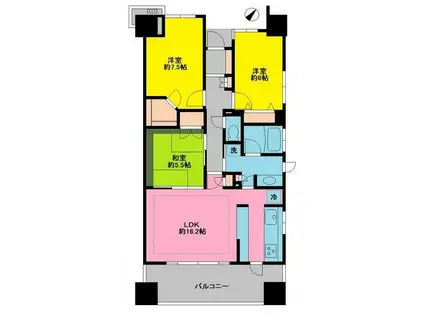 ランドシティ本厚木フェリス(3LDK/9階)の間取り写真