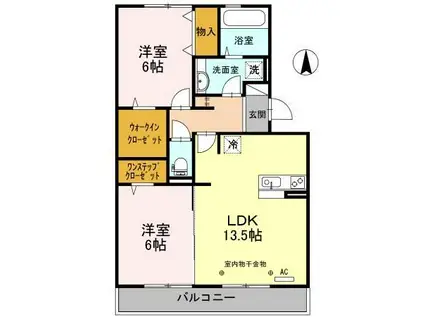 マイリーブル(2LDK/1階)の間取り写真