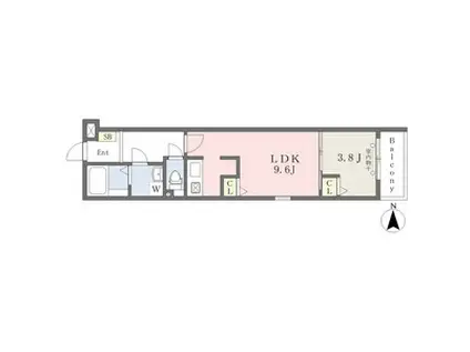 LECIEL寺崎(1LDK/2階)の間取り写真