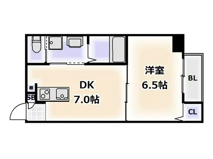 ディオコーポはりなかの(1DK/1階)の間取り写真