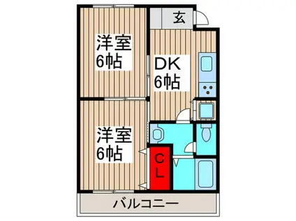 ウエルス日進ハウス(2DK/3階)の間取り写真