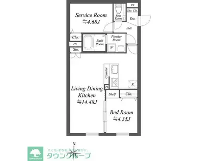 SOLASIA RESIDENCE世田谷代田(1SLDK/B1階)の間取り写真