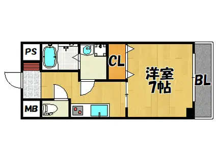 ゼファー東大阪(1K/7階)の間取り写真