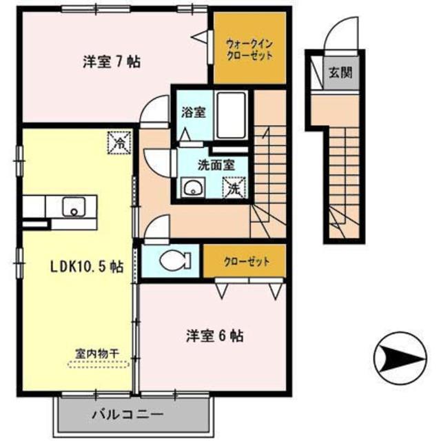 セジュール岡崎(2LDK/2階)の間取り写真