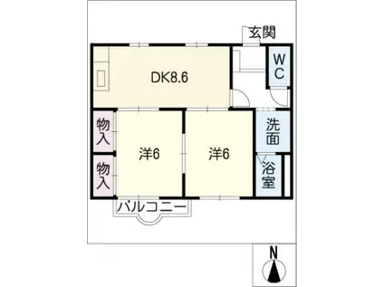ファミール茜部(2DK/1階)の間取り写真