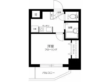 クレアシオン早稲田(1K/2階)の間取り写真