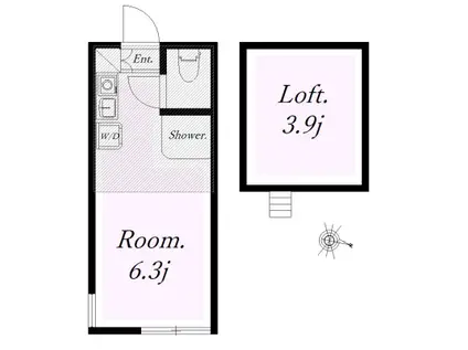 ユナイトステージ鹿島田ジュリエット(ワンルーム/2階)の間取り写真