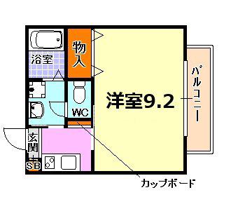 シャーメゾン浜町(1K/2階)の間取り写真