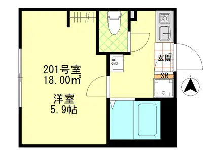 ルミナス千住大橋(1K/2階)の間取り写真