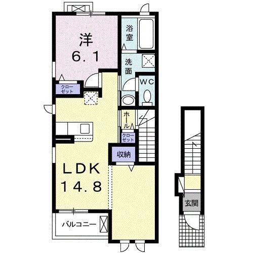 シオン I(1LDK/2階)の間取り写真