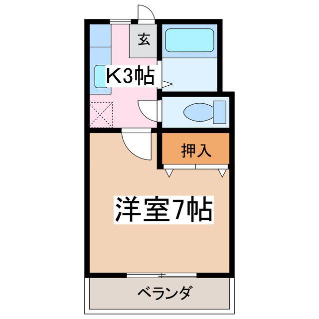 サンライズ梓(1K/2階)の間取り写真