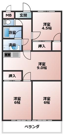 ロイヤルステージ(3LDK/1階)の間取り写真