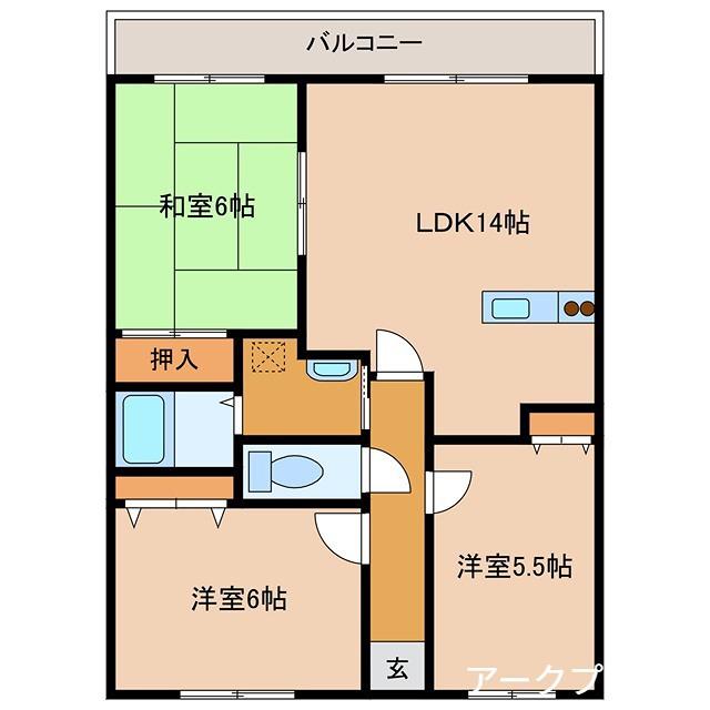 エースマンション(3LDK/5階)の間取り写真