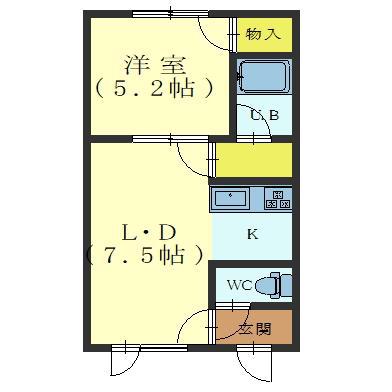 エステート深堀(1LDK/1階)の間取り写真