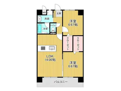 KSK中井コアプレイス(2LDK/6階)の間取り写真