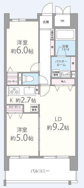 ラフィーネレジデンス(2LDK/4階)の間取り写真