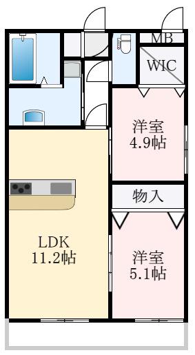 レジデンス喜志(2LDK/1階)の間取り写真