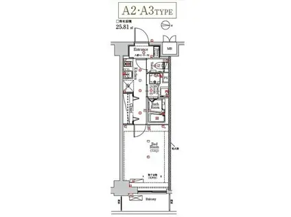 MAXIV住吉(1K/7階)の間取り写真