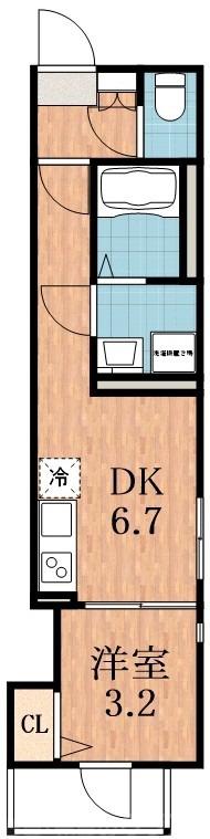 ハーモニーテラス平野西II(1DK/2階)の間取り写真