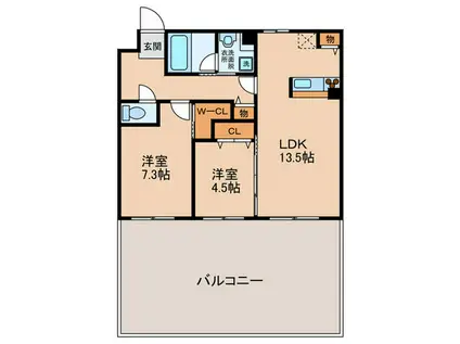 ケンズコート(2LDK/1階)の間取り写真