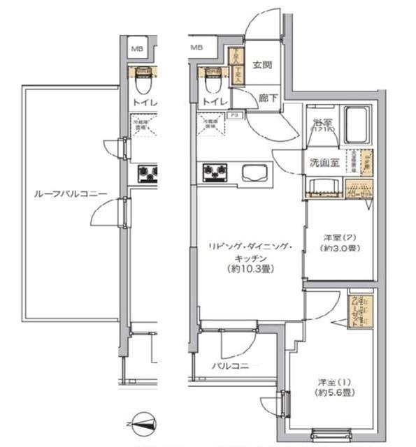 リビオメゾン湯島(2LDK/5階)の間取り写真