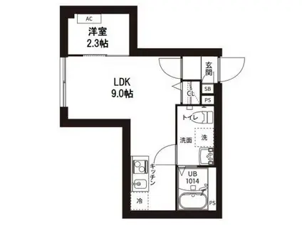 レピュア曙橋駅前レジデンス(1LDK/3階)の間取り写真