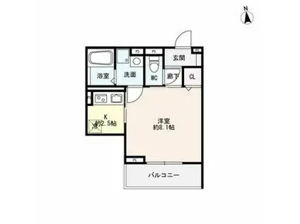 エルミタージュ久後崎(1K/3階)の間取り写真