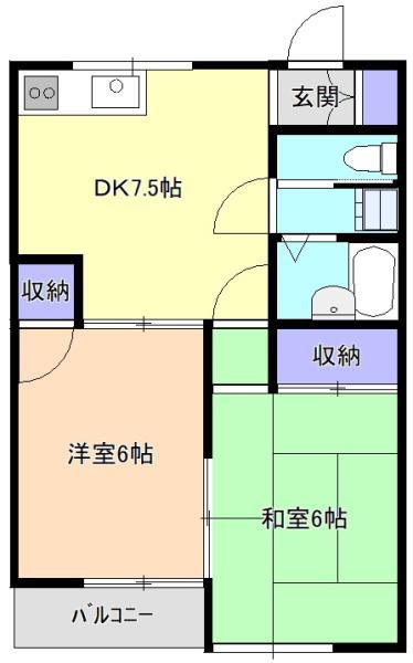 リエス鶴瀬(2DK/1階)の間取り写真