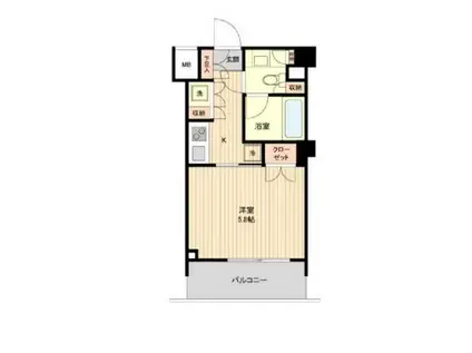 萩中イースト(1K/4階)の間取り写真