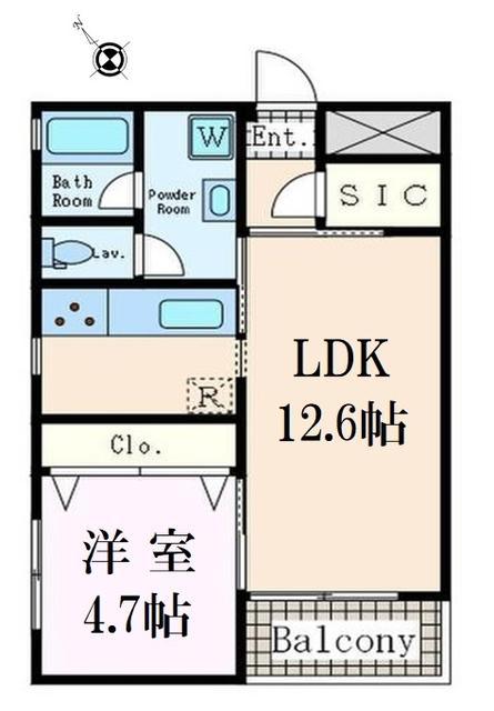オークデンヒルズ(1LDK/2階)の間取り写真