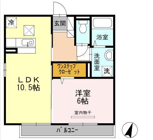 ボヌール東谷山(1LDK/1階)の間取り写真