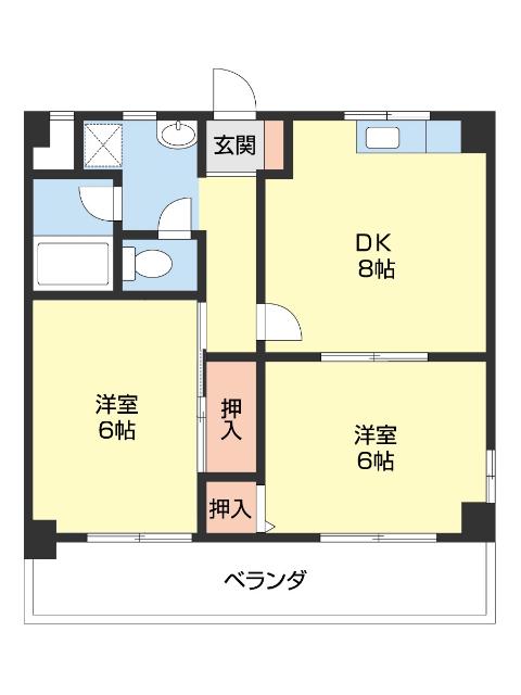 リベラルパレス新留(2DK/2階)の間取り写真